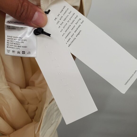 Lattelier Linen Blend Tapered Pants Women Size XL NWT Oversized Pleated Tapered - Picture 10 of 16